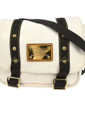 LOUIS VUITTON WHITE ANTIGUA BUSAS PM SHOULDER BAG
